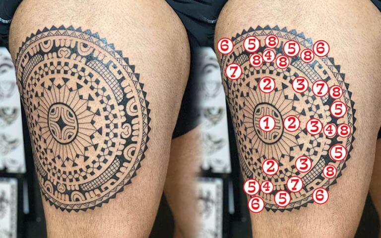 Significado Tatuagem Marquesan na coxa
